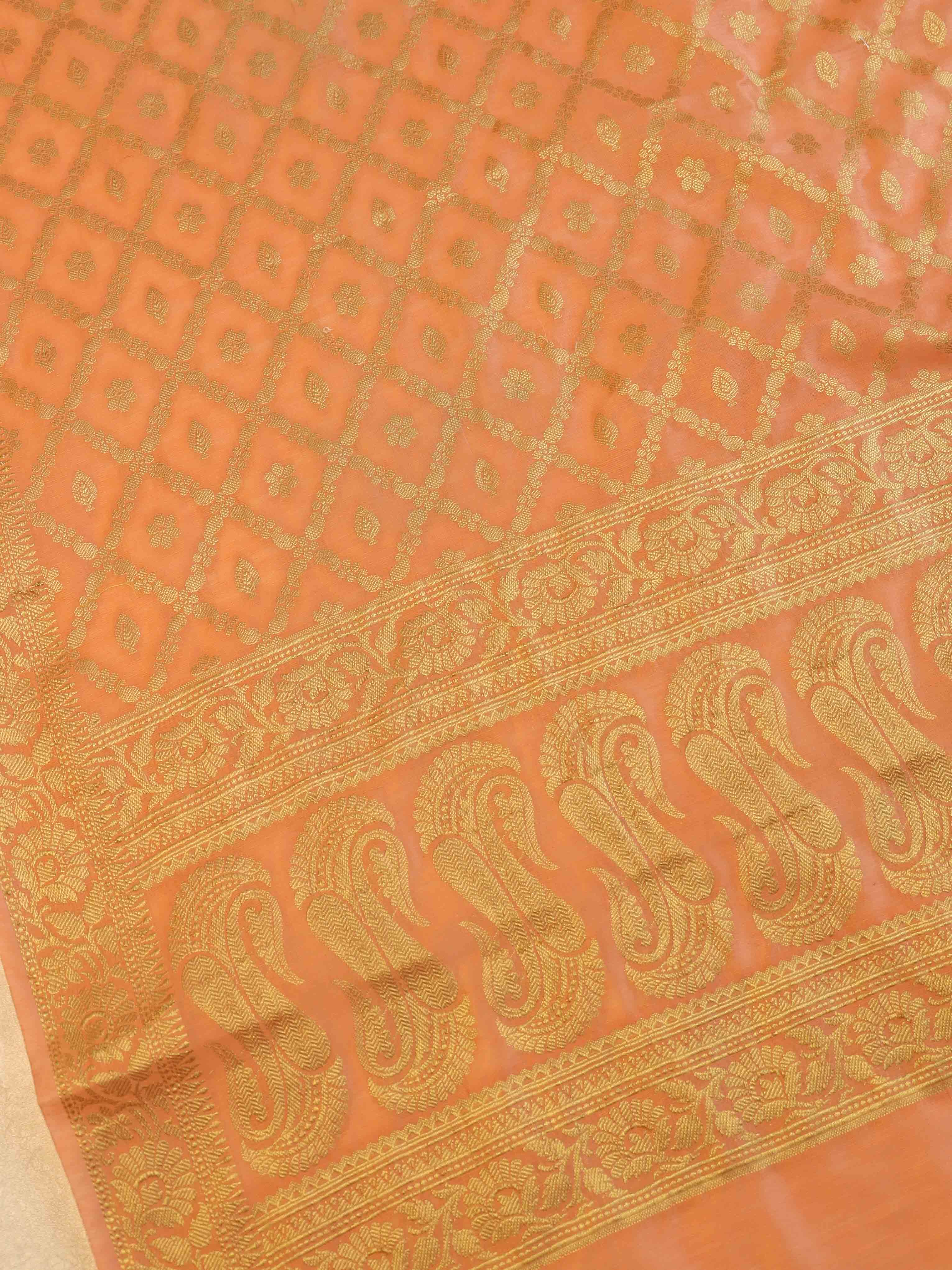 Banarasee Cotton Silk Zari Woven Salwar Kameez Dupatta Set-Peach