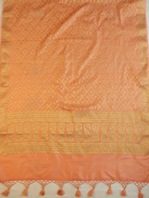 Banarasee Cotton Silk Zari Woven Salwar Kameez Dupatta Set-Peach