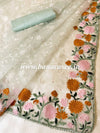 Banarasee Handwoven Organza Silk Resham Floral Embroidery Saree-Pastel Green