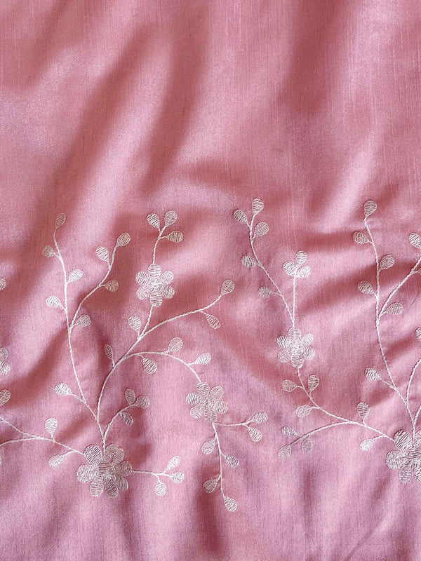 Banarasee Handwoven Organza Silk Resham Floral Embroidery Saree-Pink