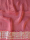 Banarasee Pure Khaddi Chiffon Silk Saree With Silver Zari-Rose Pink
