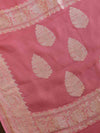 Banarasee Pure Khaddi Chiffon Silk Saree With Silver Zari-Rose Pink