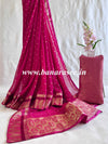 Banarasee Pure Chiffon Saree With Embroidery Work & Paisley Border-Pink