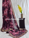Banarasee Chiffon Blend Saree With Digital Floral Print & Banarasee Border-Brown