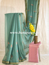 Banarasee Pure Chiffon Saree With Embroidery Work & Banarasee Border-Green
