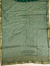 Banarasee Pure Chiffon Saree With Embroidery Work & Banarasee Border-Deep Green