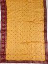 Banarasee Chiffon Blend Saree With & Banarasee Border & Contrast Blouse-Yellow