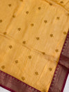 Banarasee Chiffon Blend Saree With & Banarasee Border & Contrast Blouse-Yellow