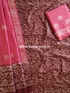 Pure Handloom Khadi Cotton Hand-Dyed Batik Pattern Salwar Kameez Dupatta Set-Maroon