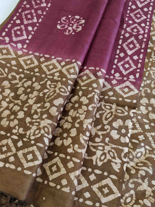 Pure Handloom Khadi Cotton Hand-Dyed Batik Pattern Salwar Kameez Dupatta Set-Henna Green