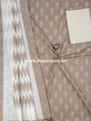 Pure Handloom Cotton Self Weaving Salwar Kameez Set With Ikkat Dupatta-Beige