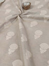 Pure Handloom Cotton Self Weaving Salwar Kameez Set With Ikkat Dupatta-Beige