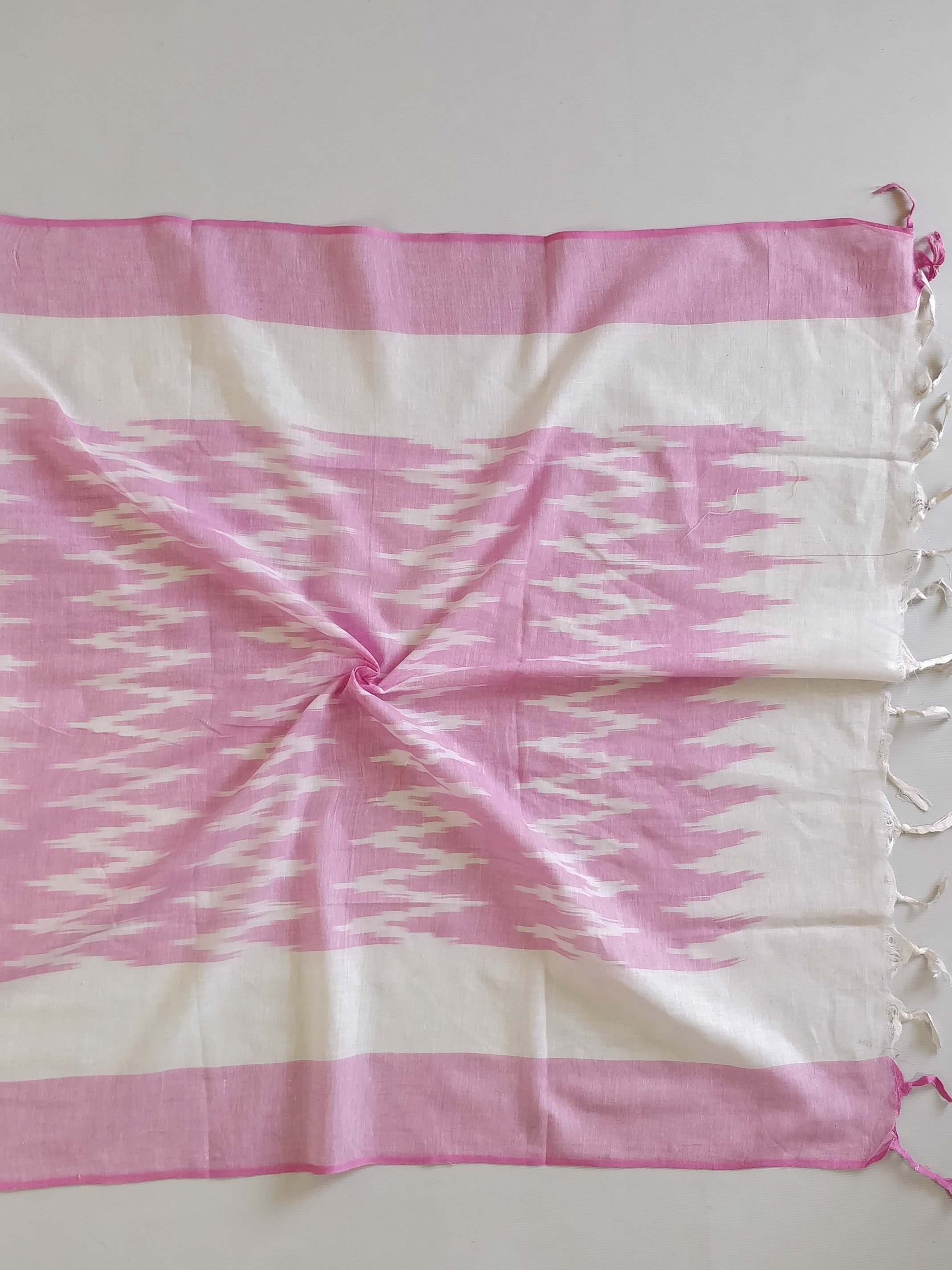 Handloom Khadi Cotton Salwar Kameez Dupatta Ikkat Woven Set-Pink
