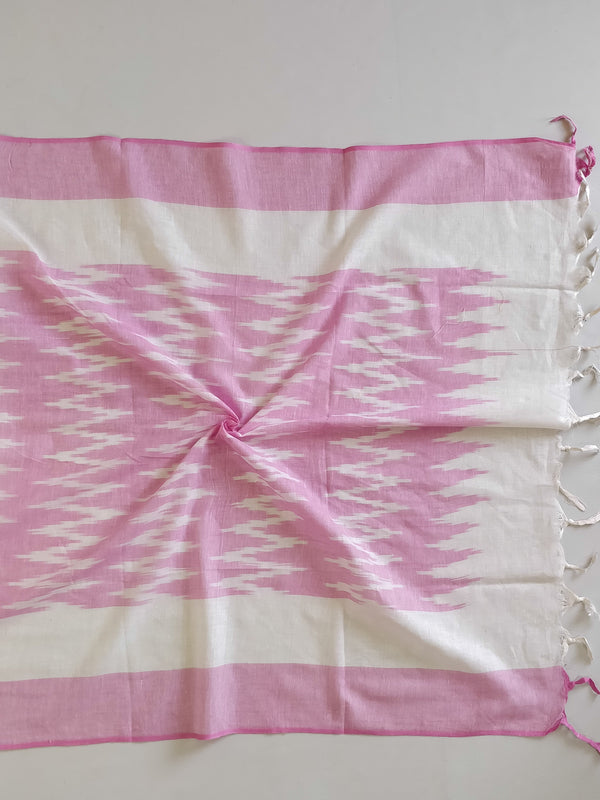 Handloom Khadi Cotton Salwar Kameez Dupatta Ikkat Woven Set-Pink