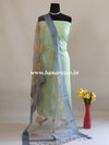Banarasee Embroidered Gold Buta Design Organza Dupatta-Grey