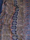 Handloom Mul Cotton Bagru Print Saree-Indigo