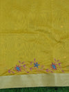 Banarasee Hand-Embroidery Chanderi Cotton Salwar Kameez Fabric With Art Silk Dupatta-Yellow