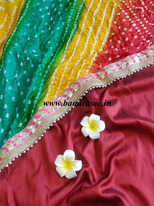 Banarasee Salwar Kameez Glossy Semi Silk Fabric With Gotapatti Dupatta-Maroon