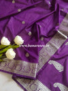 Banarasee Handwoven Semi-Chiffon Saree With Silver Zari-Violet