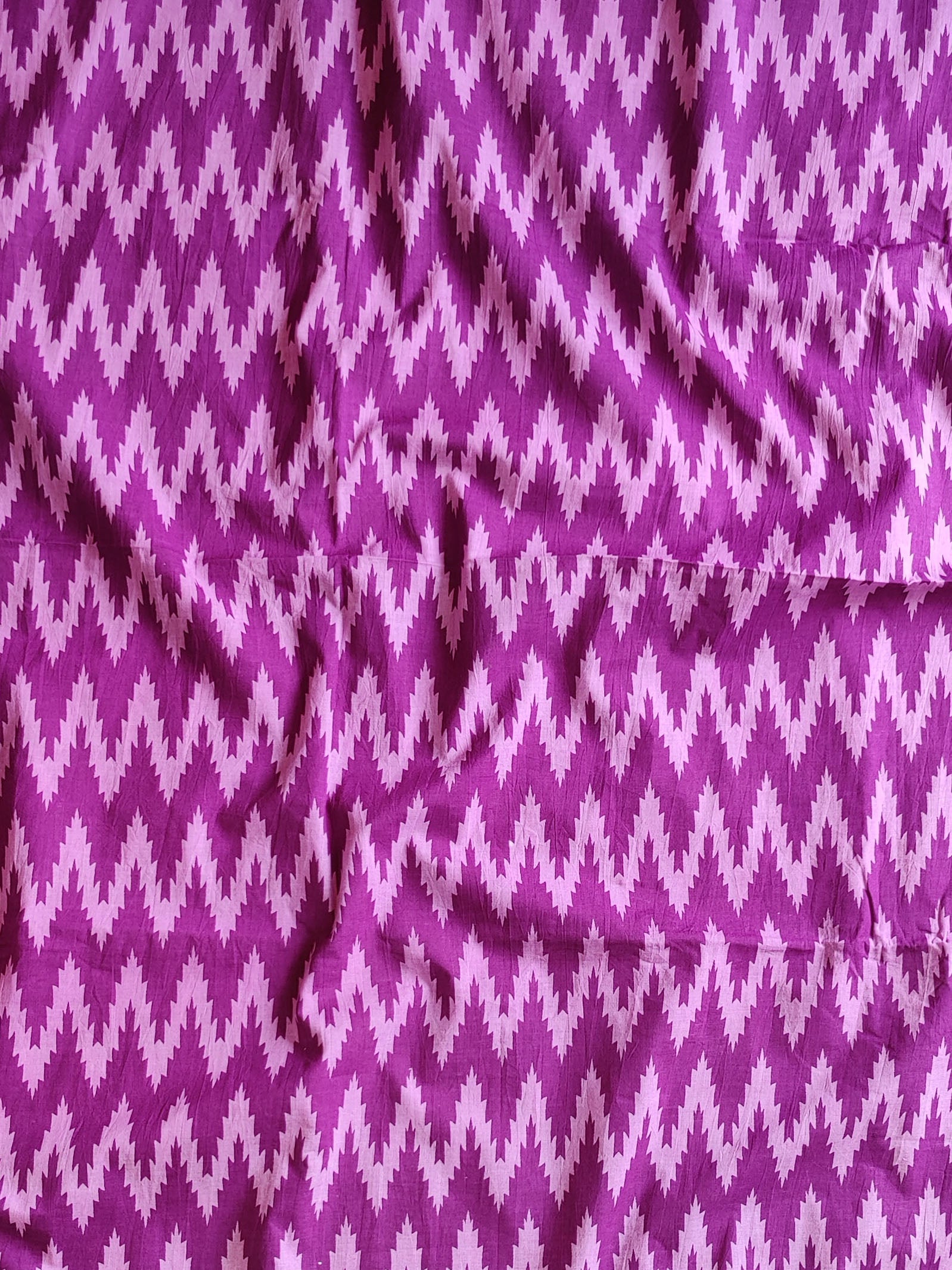 Pure Handloom Mul Cotton Ikkat Print Suit Set-Purple
