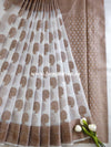 Banarasee Organza Mix Saree With Antique Zari Design-White