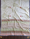 Pure Handloom Mul Cotton Sanganeri Block Printed Gotapatti Suit Set-Peach & Beige