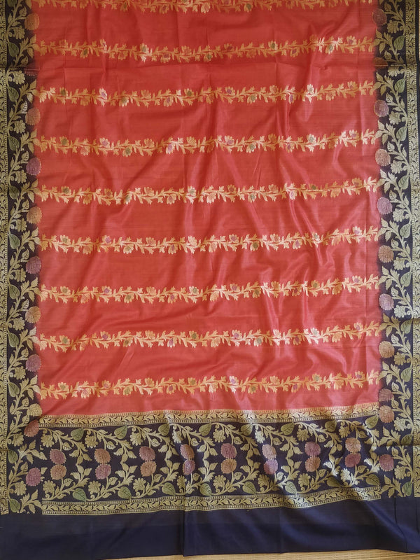 Banarasee Cotton Silk Zari Woven Salwar Kameez Dupatta Set-Red & Blue