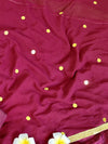 Banarasee Self-Weaving Semi Silk Salwar Kameez Set With Hand-Work Dupatta-Burgundy