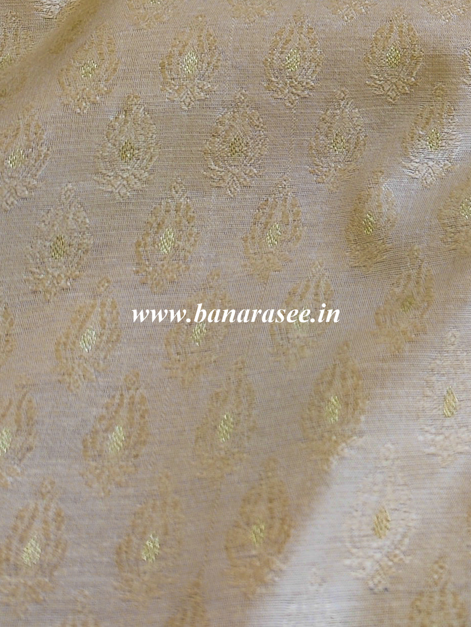 Banarasee Brocade Salwar Kameez Fabric With Mirror Work Dupatta-Beige & Maroon