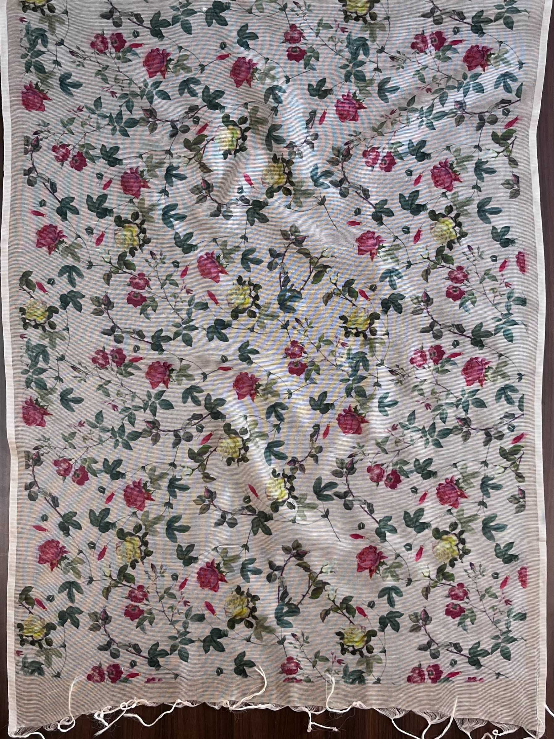 Banarasee Chanderi Cotton Resham Buti Salwar Kameez Fabric With Digital Print Kota Dupatta-Beige