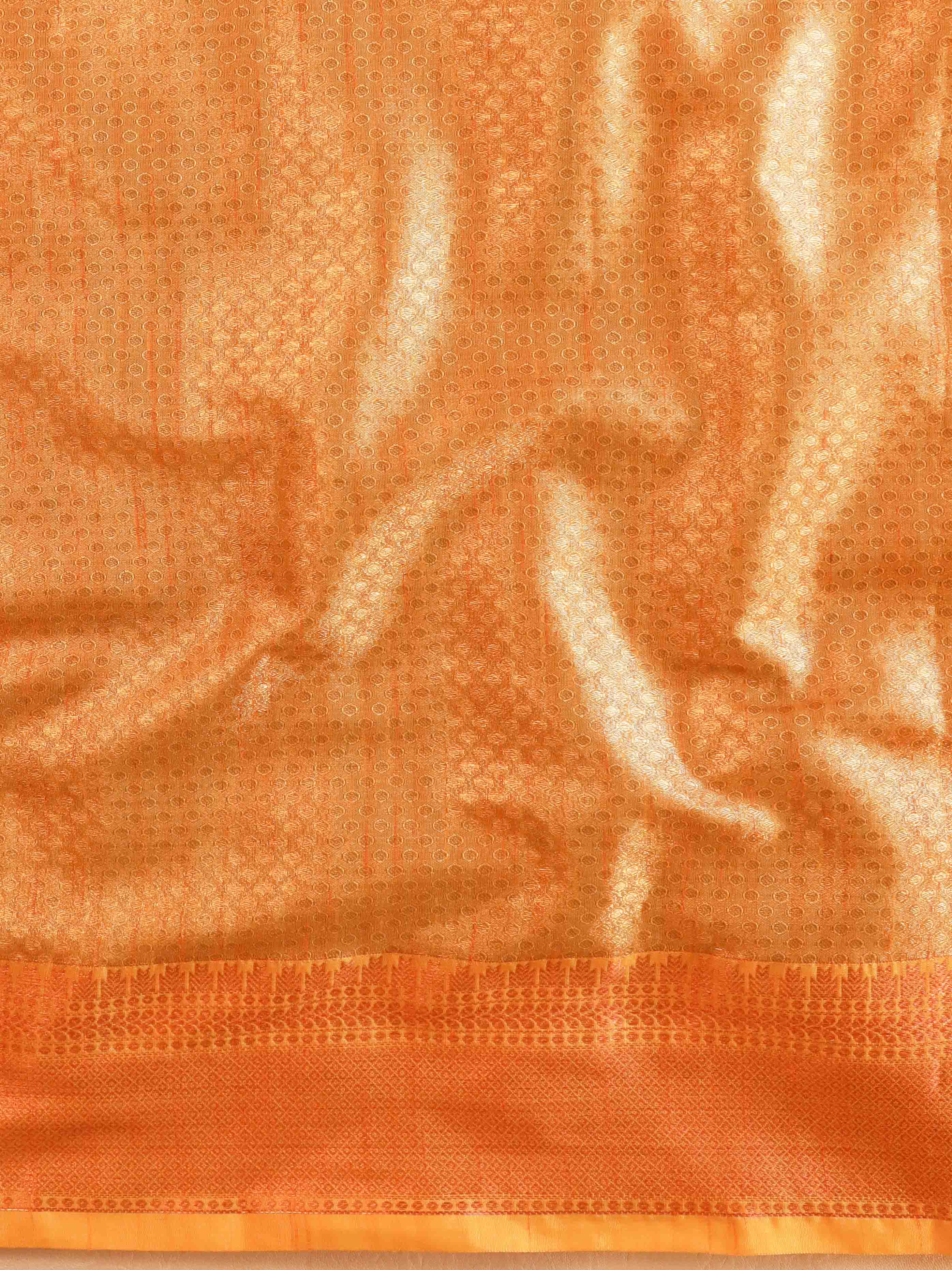 Banarasee Handwoven Semi Silk Saree With Zari Jaal Design-Yellow