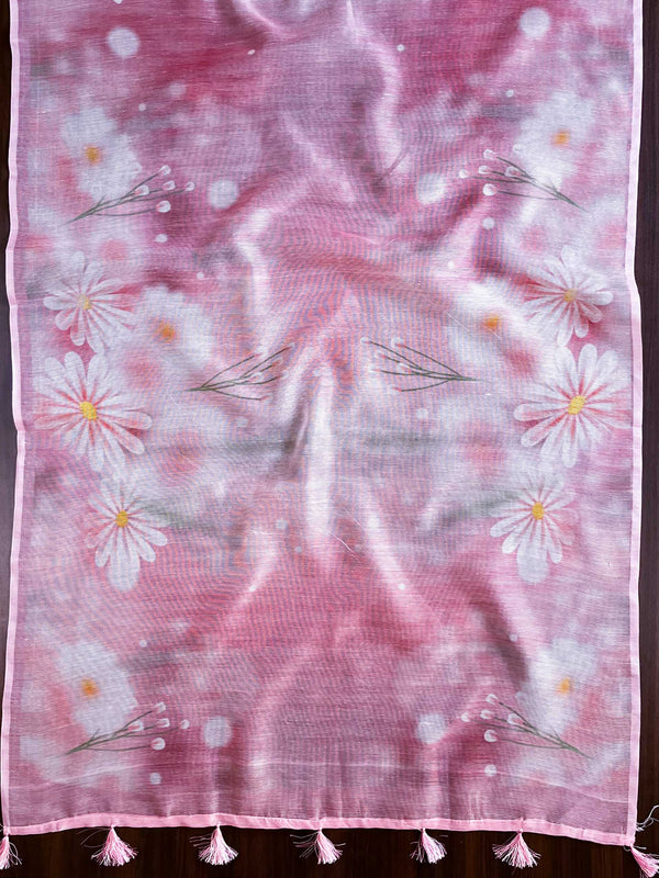 Banarasee Chanderi Cotton Resham Buti Salwar Kameez Fabric With Digital Print Kota Dupatta-Pink