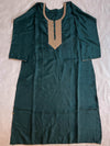 Banarasee Semi-Stitched Raw Silk Kameez With Sequins Work With Viscose Sequins Cutwork Dupatta-Deep Green & Pink