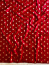 Banarasee Pure Chanderi Silk Zari Buti Salwar Kameez Set-Beige & Red