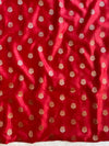 Banarasee Pure Chanderi Silk Zari Buti Salwar Kameez Set-Beige & Red