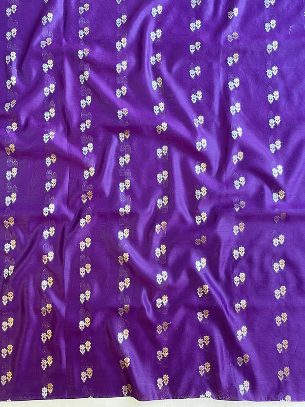 Banarasee Pure Chanderi Silk Zari Buti Salwar Kameez Set-Violet
