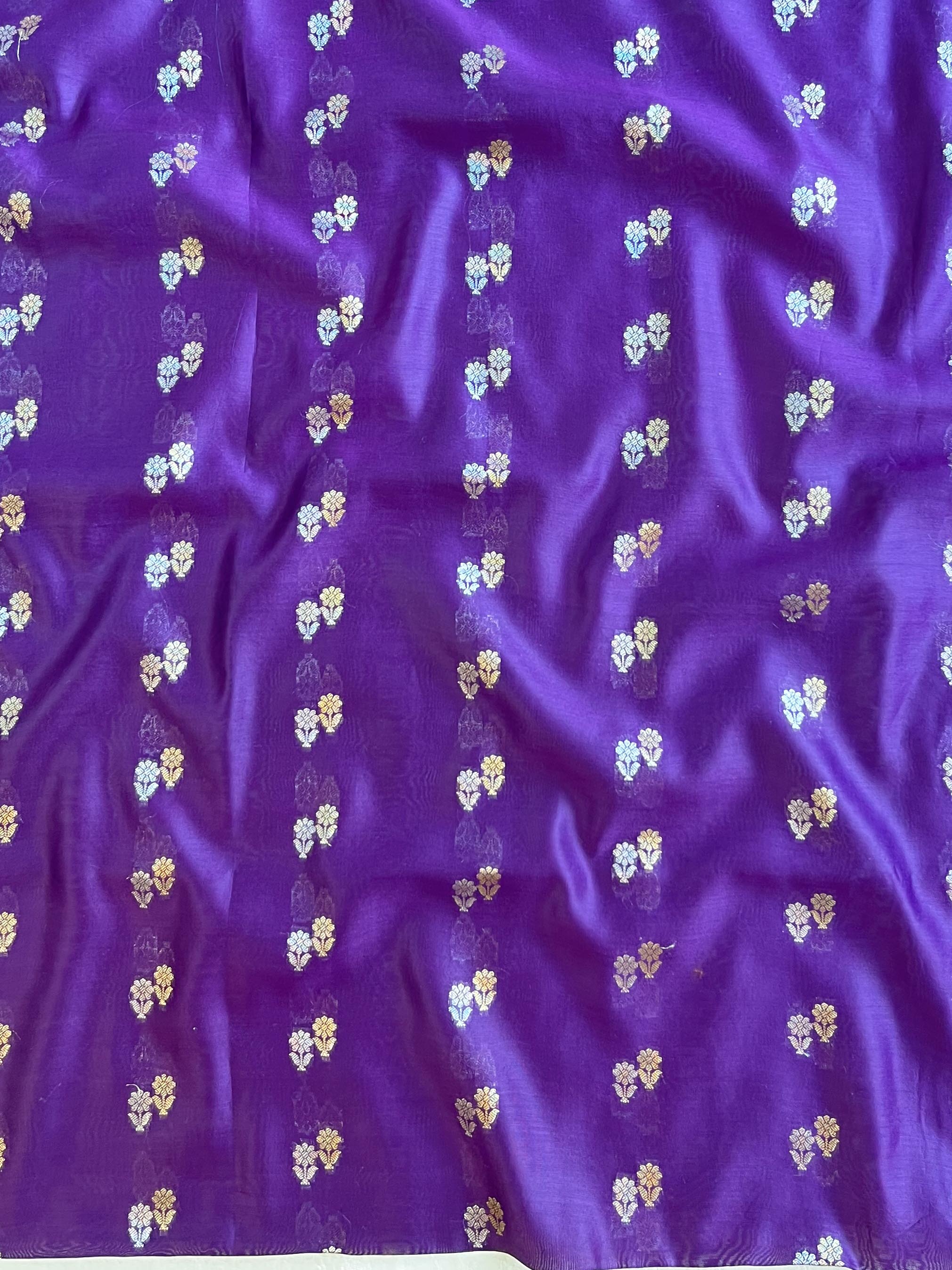 Banarasee Pure Chanderi Silk Zari Buti Salwar Kameez Set-Violet