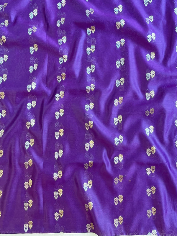 Banarasee Pure Chanderi Silk Zari Buti Salwar Kameez Set-Violet