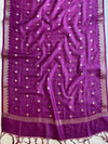 Banarasee Pure Chanderi Silk Zari Buti Salwar Kameez Set-Violet