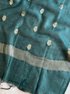 Banarasee Pure Chanderi Silk Zari Buti Salwar Kameez Set-Pink & Green
