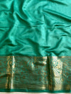 Banarasee Pure Chinia Silk Zari Buti Salwar Kameez Set-Violet & Green