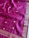 Banarasee Pure Chinia Silk Zari Buti Salwar Kameez Set-Violet & Green