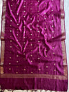 Banarasee Pure Chinia Silk Zari Buti Salwar Kameez Set-Violet & Green