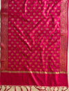 Banarasee Chanderi Cotton Salwar Kameez Fabric With Antique Zari & Contrast Dupatta-Brown & Pink