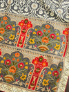 Banarasee Brasso Silk Saree with Jaal & Meena Border Design With Contrast border-Silver