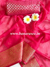 Banarasee Pure Chiffon Saree With Embroidery Work & Banarasee Border-Fuchsia Pink