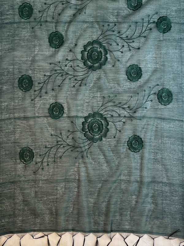 Banarasee Brocade Salwar Kameez Fabric With Organza Dupatta-Green