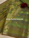 Banarasee Chanderi Cotton Stripes Salwar Kameez Fabric With Dupatta-Green