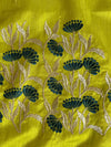 Banarasee Handwoven  Semi-Katan Zari Buta & Border With Contrast Embroidered Blouse Saree-Rama Green