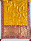 Banarasee Handwoven  Semi-Katan Zari Buta & Border With Contrast Embroidered Blouse Saree-Mustard Yellow